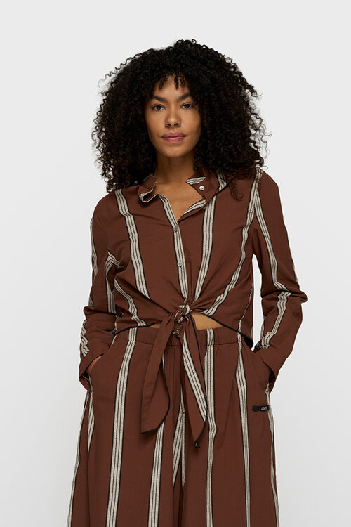 10Days Deep Brown cropped knot blouse