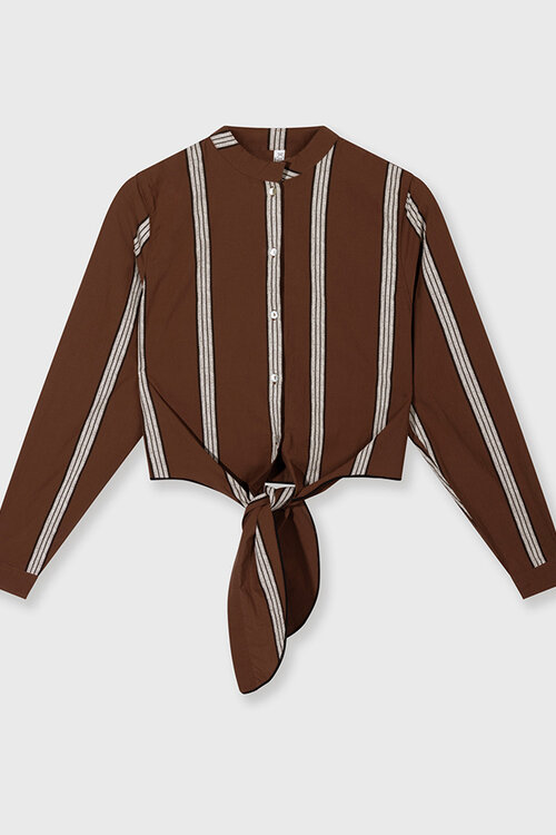 10Days Deep Brown cropped knot blouse