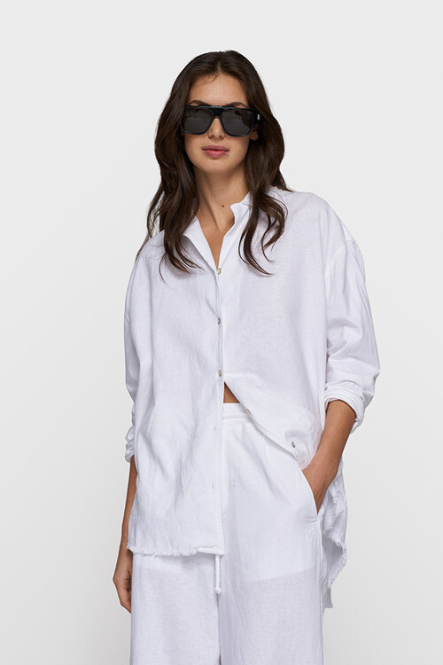 10Days White cotton linen blouse