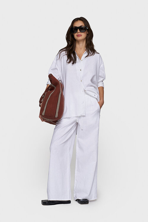 10Days White cotton linen blouse