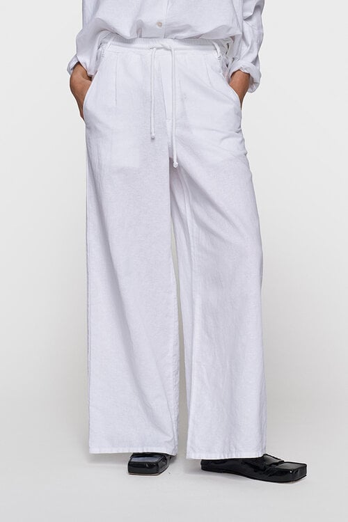 10Days White cotton linen pants
