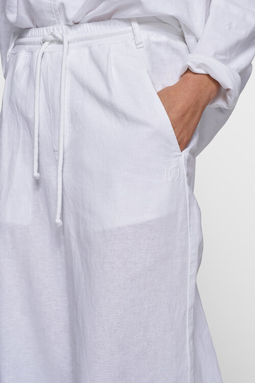 10Days White cotton linen pants