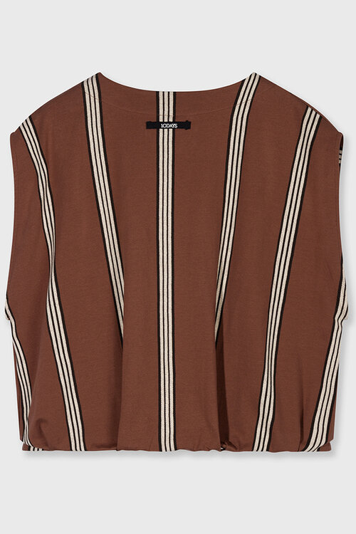 10Days Deep Brown balloon top stripes