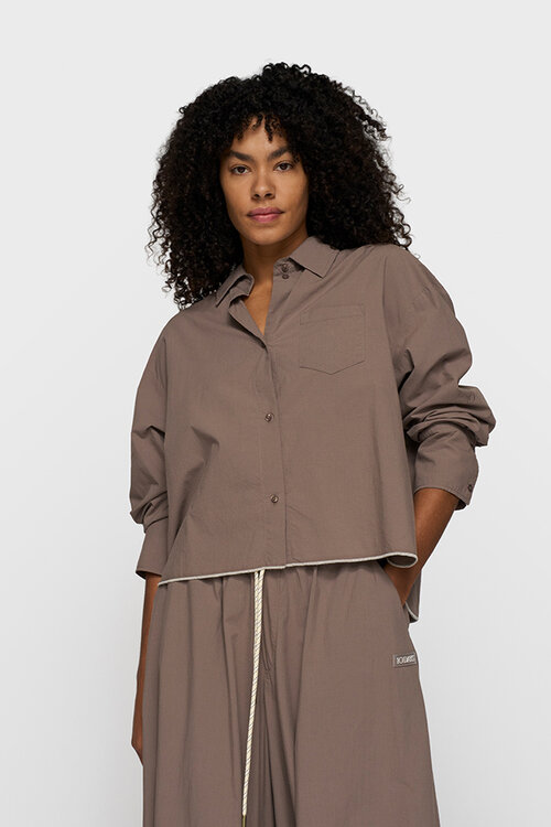 10Days moonrock cropped shirt poplin