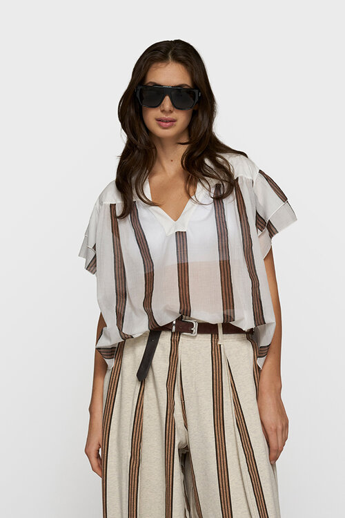 10Days Ecru a-line top stripes