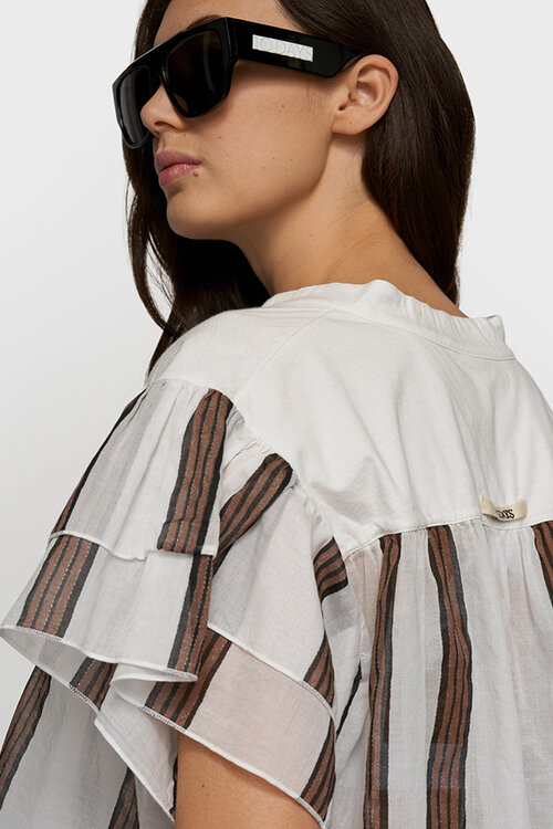 10Days Ecru a-line top stripes