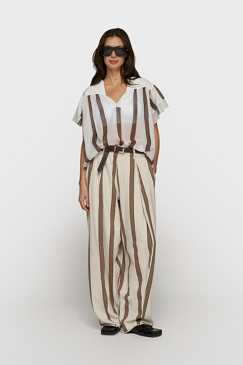 10Days Ecru a-line top stripes