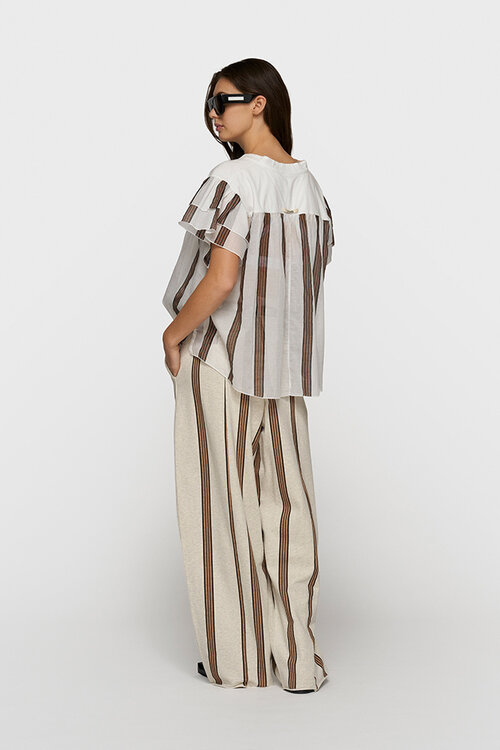 10Days Ecru a-line top stripes