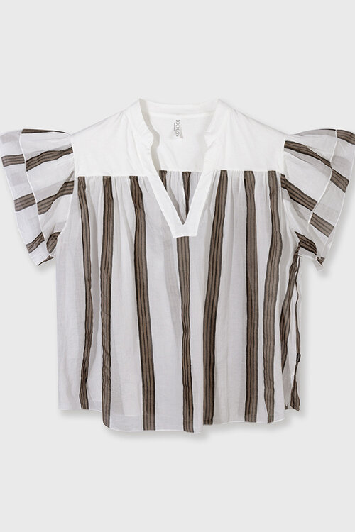 10Days Ecru a-line top stripes