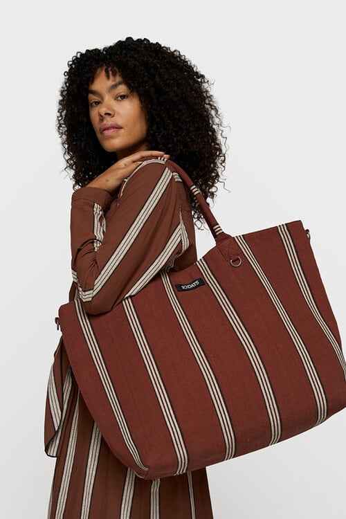 10Days Deep Brown beach shopper stripes