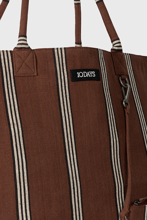 10Days Deep Brown beach shopper stripes