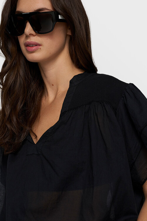 10Days Black a-line ruffle top