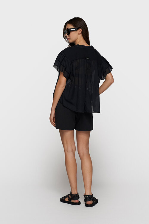 10Days Black a-line ruffle top