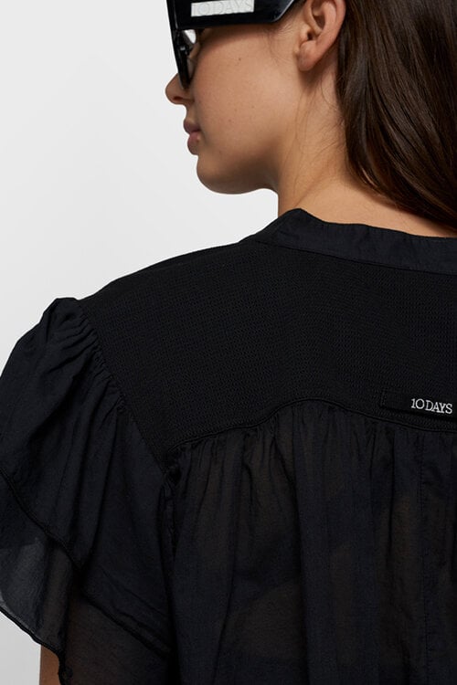 10Days Black a-line ruffle top