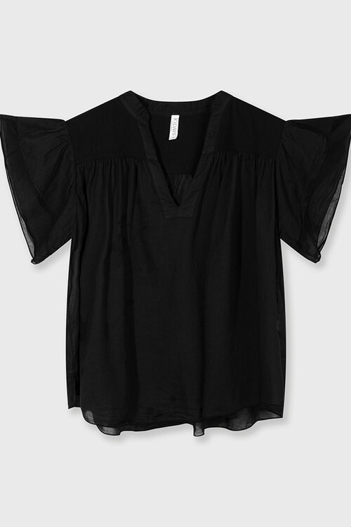 10Days Black a-line ruffle top