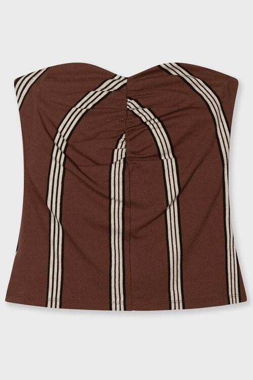 10Days Deep Brown strapless top stripes