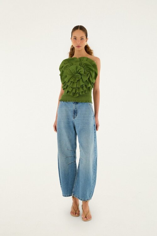 Farm Rio Groen One Shoulder Blouse