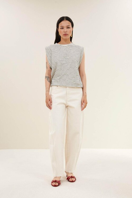 By Bar Zwart / witte Diede Heavy Jersey Stripe Top