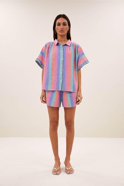 By Bar Diverse kleuren Sunny Rainbow Pleats blouse