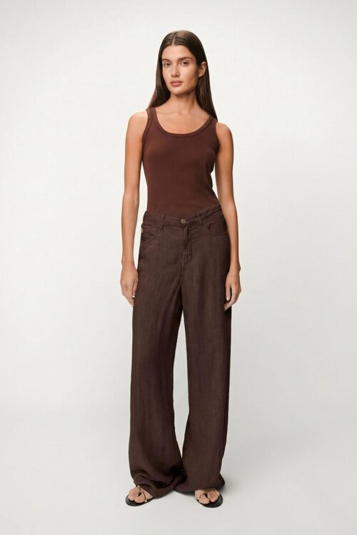 Lois Jeans Bruin Marlene Linnen Wide Leg Pants