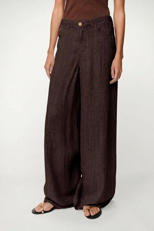 Lois Jeans Bruin Marlene Linnen Wide Leg Pants