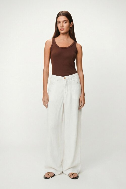 Lois Jeans White Marlene Linnen Wide Leg Pants
