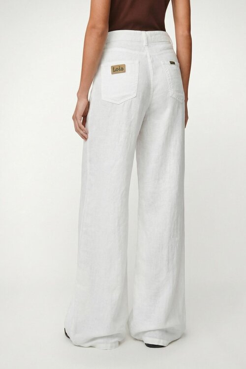 Lois Jeans White Marlene Linnen Wide Leg Pants