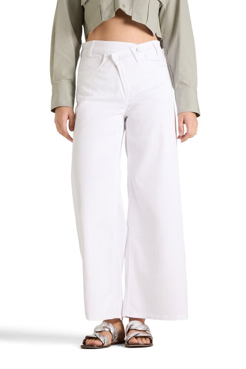 Cambio Witte Baggy Asymetrisch Jeans