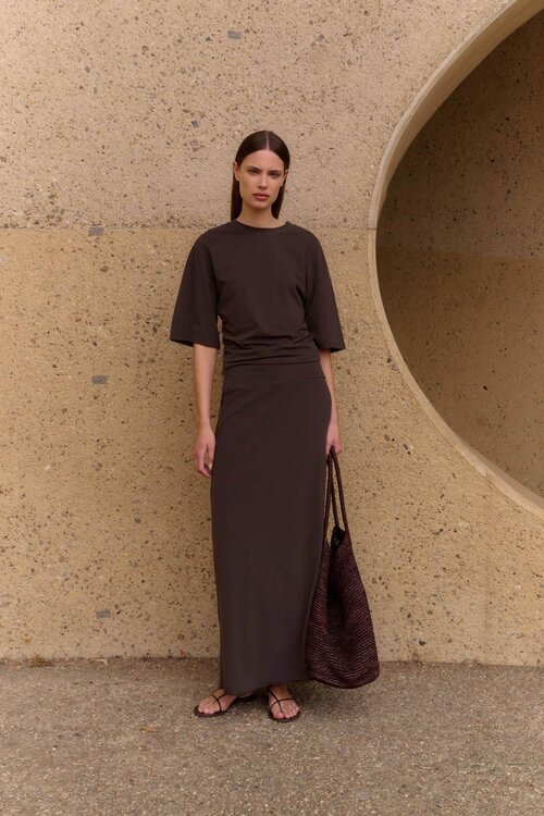 Club L'avenir Donkerbruine Maxi Jurk Morana