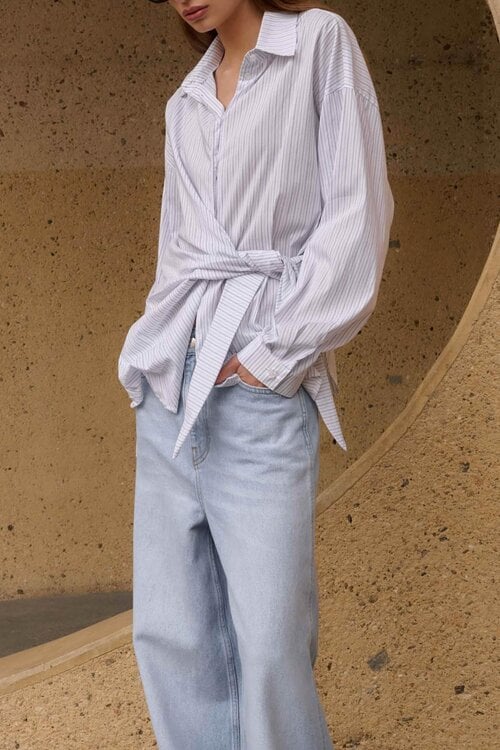 Club L'avenir Blauw/ witte Blouse Juliette