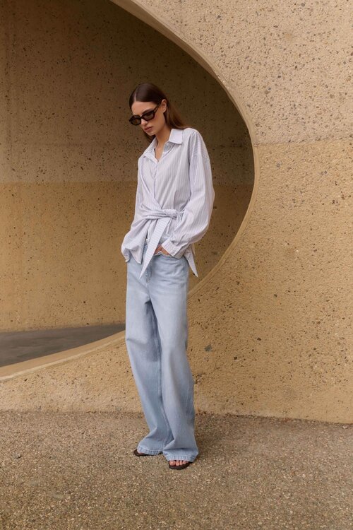 Club L'avenir Blauw/ witte Blouse Juliette