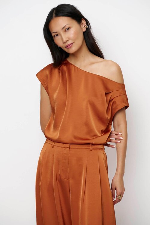 Dante 6 Orange Roam satin drapey top