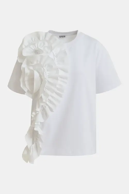 Essentiel Antwerp Wit T-shirt met bloem