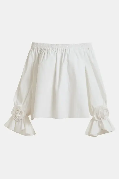 Essentiel Antwerp Witte strapless top met rozet