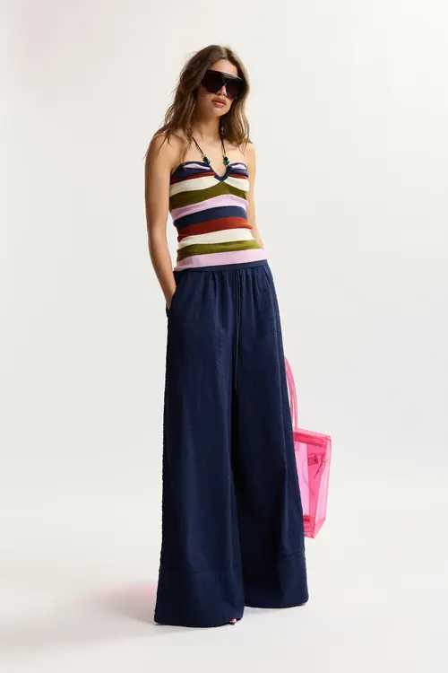 Essentiel Antwerp Donkerblauwe wijde broek