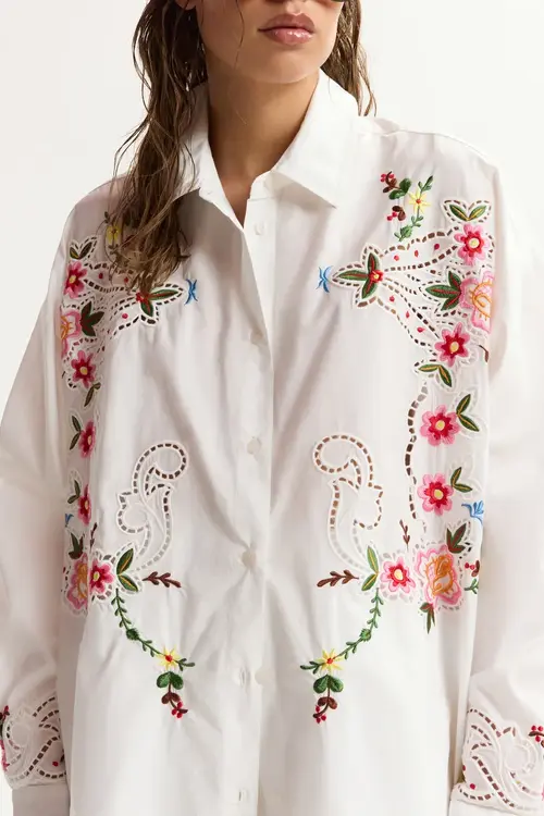 Essentiel Antwerp Off White Witte blouse met bloemen