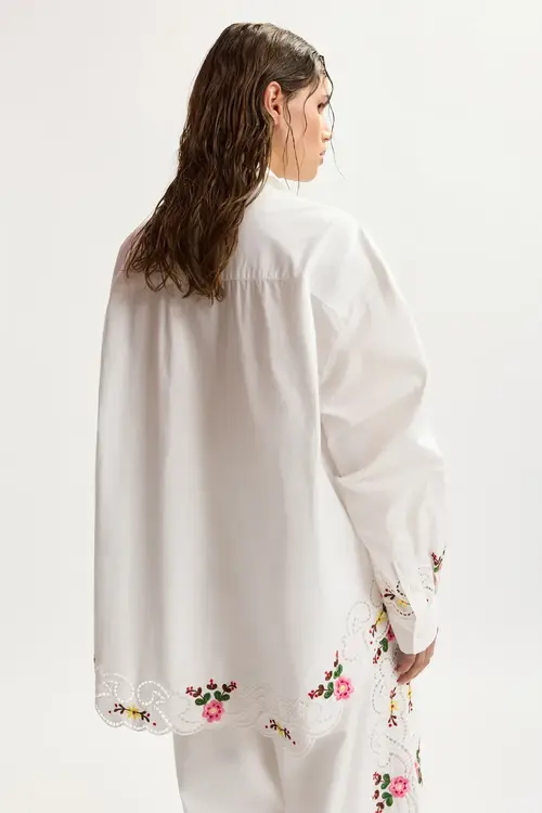 Essentiel Antwerp Off White Witte blouse met bloemen