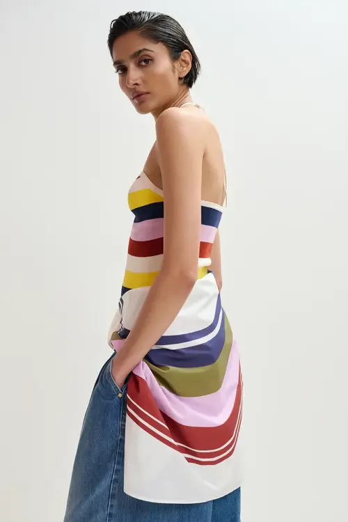 Essentiel Antwerp Off White Gestreepte top met halternek