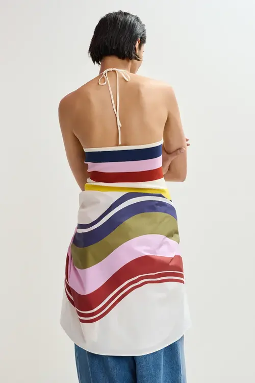 Essentiel Antwerp Off White Gestreepte top met halternek