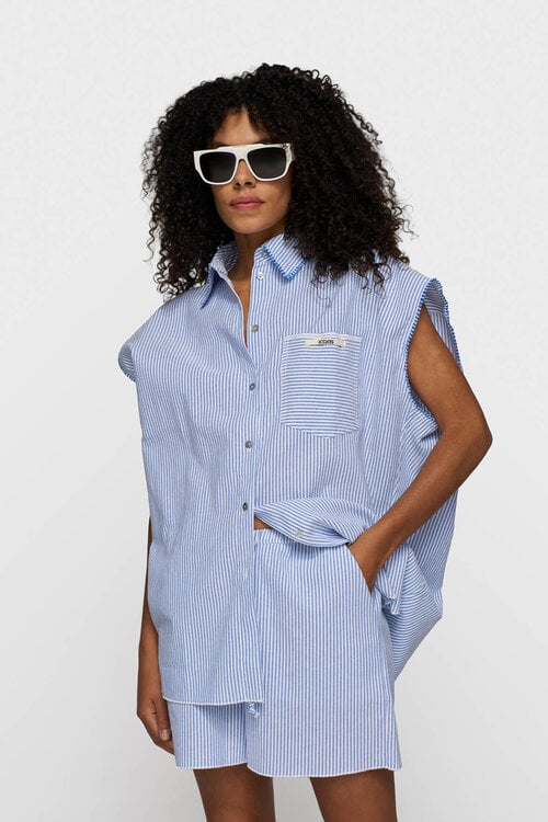 10Days cotton blouse stripes blauw