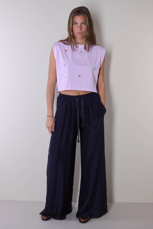 Forte_Forte Donkerblauwe Pantalon