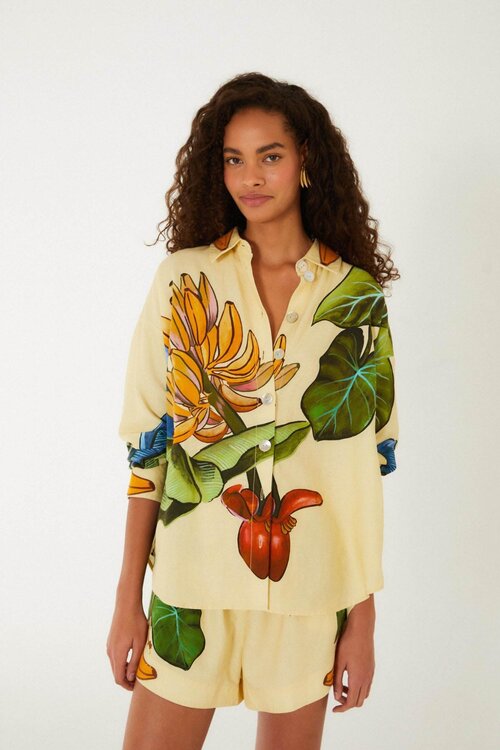 Farm Rio Geel Banana Grapes Yellow Shirt