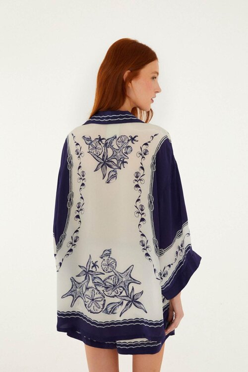 Farm Rio Blauw/ witte Coast Scarf Blouse