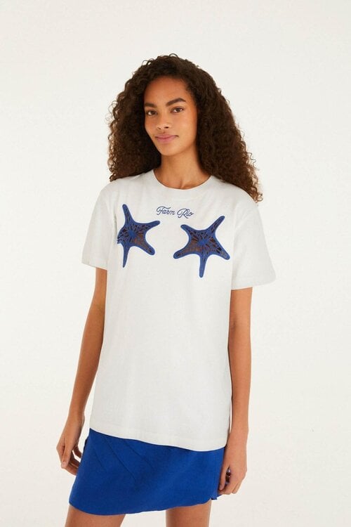 Farm Rio Blauw/ witte Starfish Relaxed T-shirt