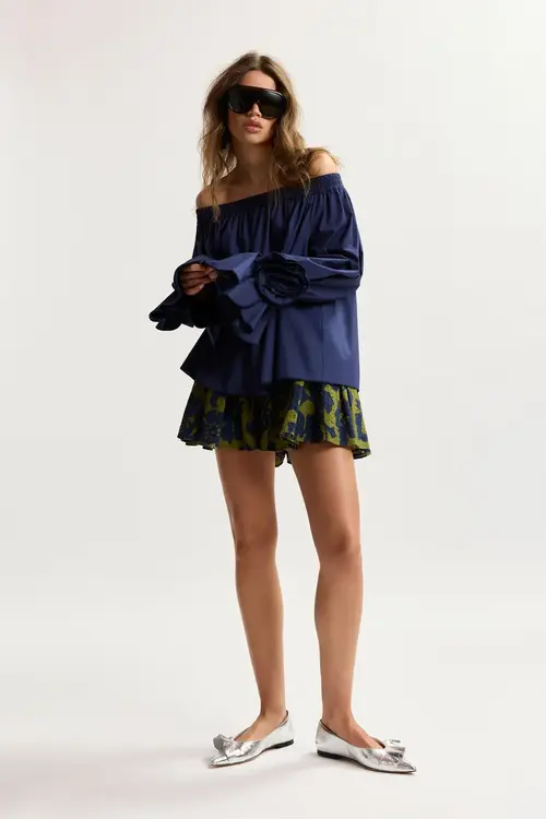 Essentiel Antwerp Marineblauwe strapless top