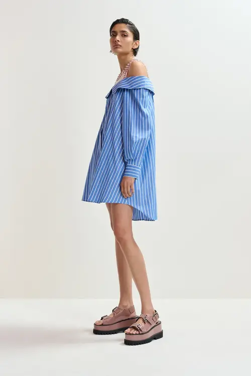 Essentiel Antwerp Blauw/wit Gestreepte jurk