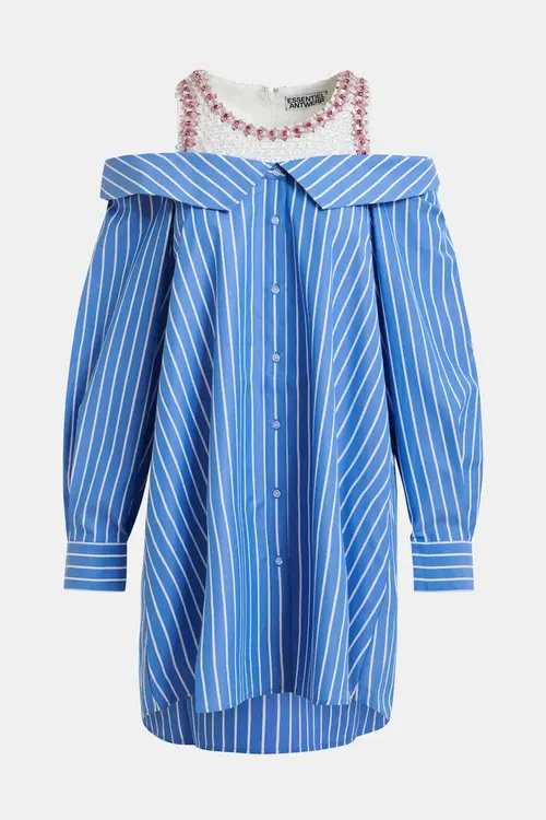 Essentiel Antwerp Blauw/wit Gestreepte jurk