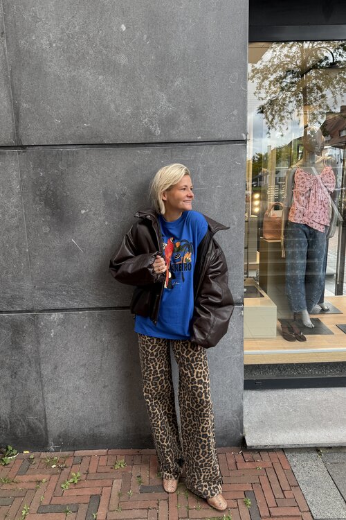 Ganni Leopard Jeans Print