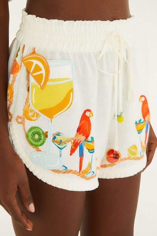 Farm Rio Off White Biricutico Scarf Short