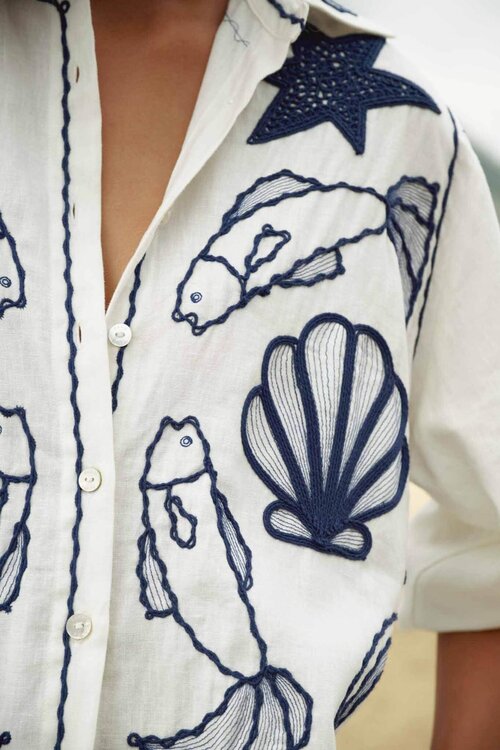 Farm Rio Off White Fresh Fish Blouse